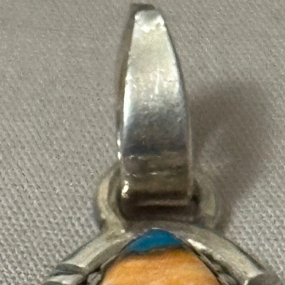 925 Sterling Silver Spiny Oyster Copper Turquoise Oval Orange/White/Blue/Brown - Picture 3 of 13